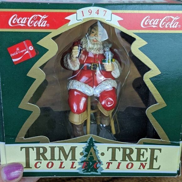 Coca-Cola Trim A Tree Collection Santa On Stool Circa 1947 Christmas Ornament - Picture 3 of 8